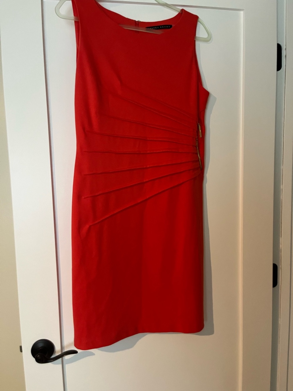 Ivanka Trump Classic Orange Sheath Dress with Side Pleat Detail